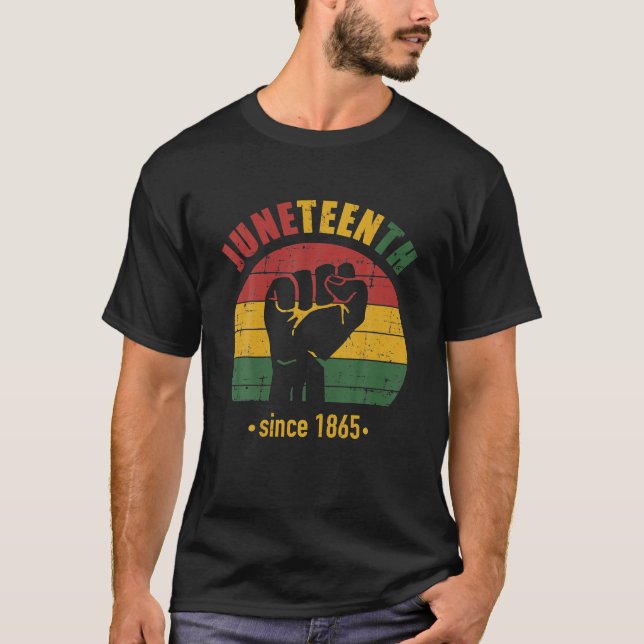 Juneteenth Since 1865 With Pan African Flag And T-Shirt (Front)