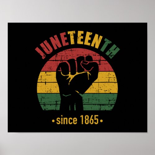 Juneteenth since 1865 with pan african flag fist poster