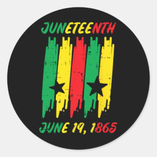 Juneteenth Stripes June 19 1865 Africa Colors Men Classic Round Sticker