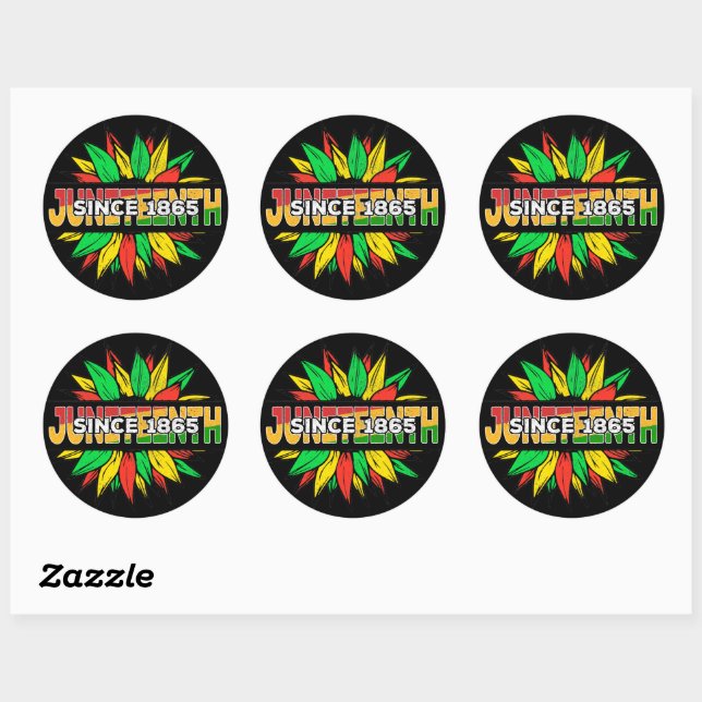 Juneteenth Sunflower 1865 Emancipation African Key Classic Round Sticker (Sheet)