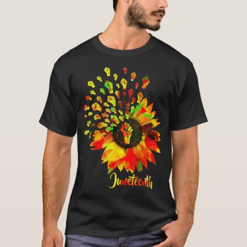 Juneteenth Sunflower Fist Black History African Am T_Shirt