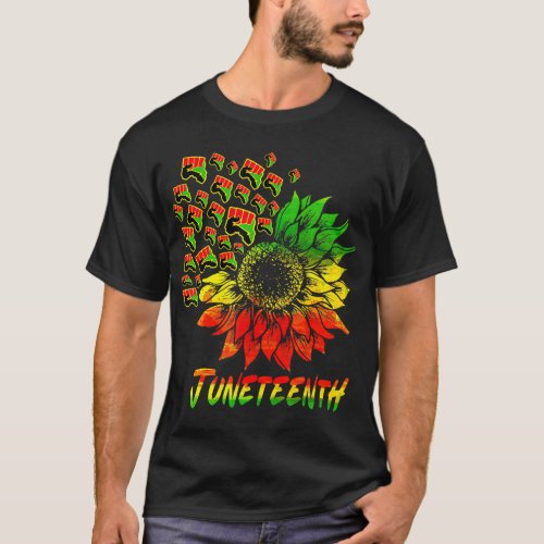 Juneteenth Sunflower Juneteenth Funny Black Histor T_Shirt