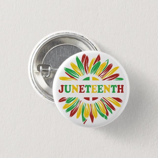 Juneteenth | Sunflower | Red Black Green Button (Front & Back)