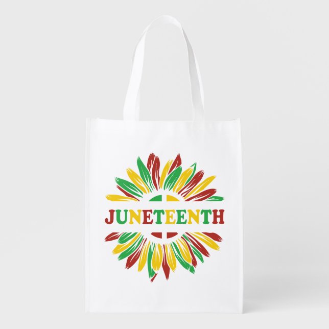 Juneteenth | Sunflower | Red Black Green Grocery Bag (Front)