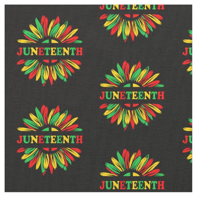Juneteenth Sunflower Red Green Yellow Material Fab Fabric (Close Up)