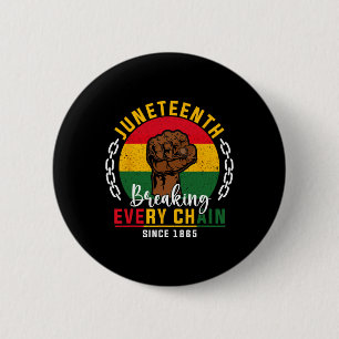 Juneteenth Tee For Men Breaking Every Chain Black  Button