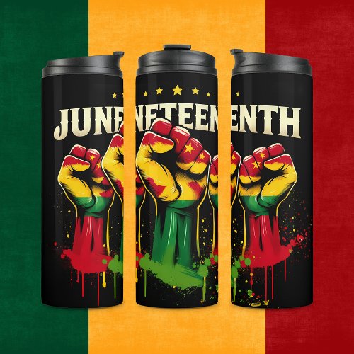 Juneteenth Thermal Tumbler _ Vibrant Raised Fist