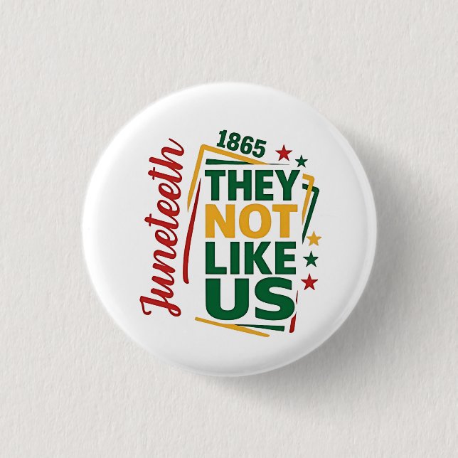 Juneteenth They Not Like Us 1865 Black History  Button (Front)