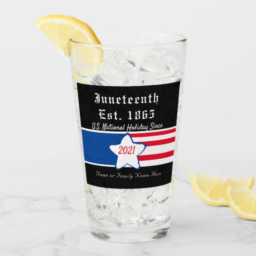 Juneteenth US Black History Red White Blue Glass