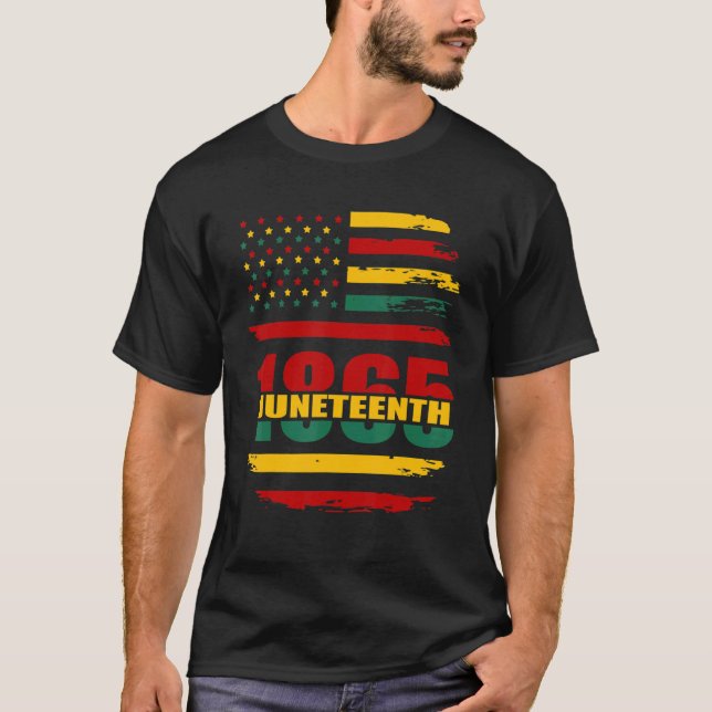 Juneteenth Us Flag Free Ish Since 1865 Black Histo T-Shirt (Front)