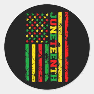 juneteenth usa flag black history day afro america classic round sticker