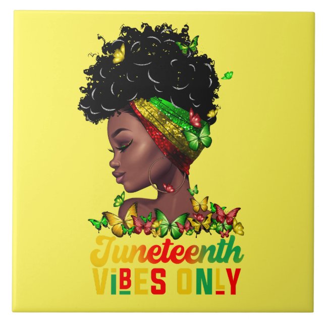Juneteenth Vibes Ceramic Tile (Front)
