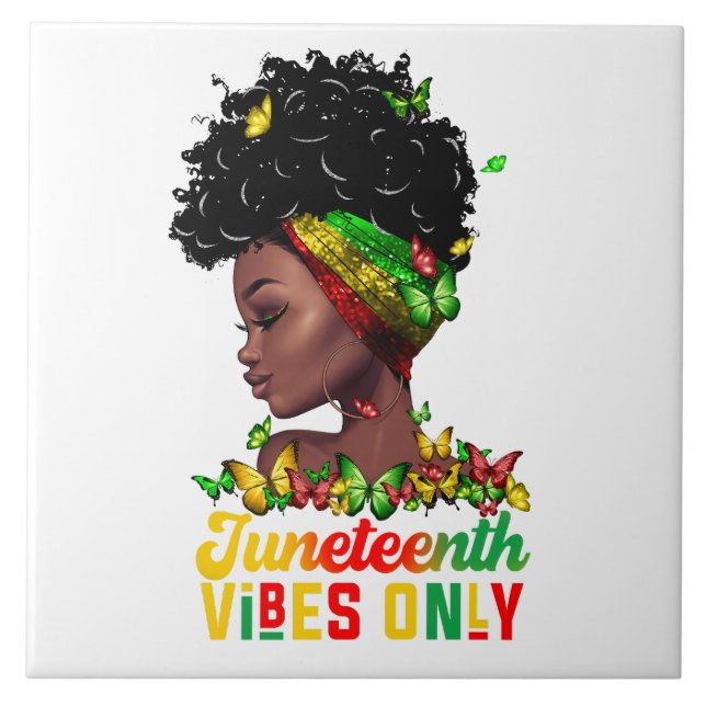 Juneteenth Vibes Ceramic Tile (Front)