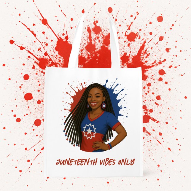 Juneteenth Vibes Only Patriotic and Empowering Grocery Bag (Creator Uploaded)