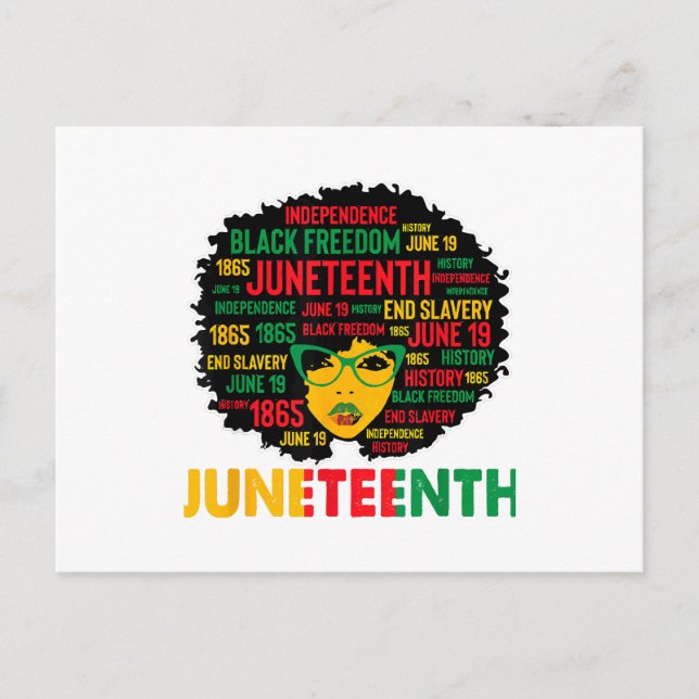 Juneteenth Women Queen African American Black Afro Postcard (Front)