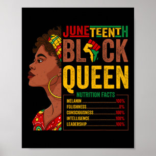 Juneteenth Womens Black Queen Nutritional Facts Fr Poster