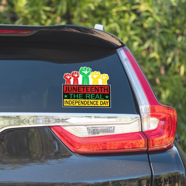 Juneteenth Word Art Pan Africa Colors Car Decal (Car Side)