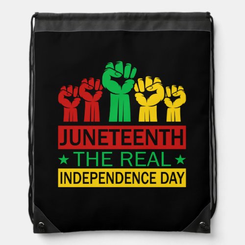 Juneteenth Word Art Pan Africa Colors  Drawstring Bag