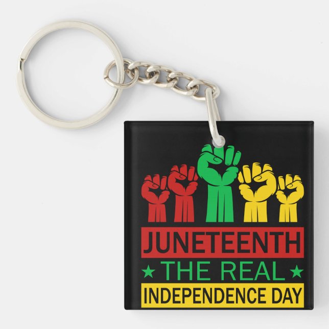 Juneteenth Word Art Pan Africa Colors  Keychain (Front)