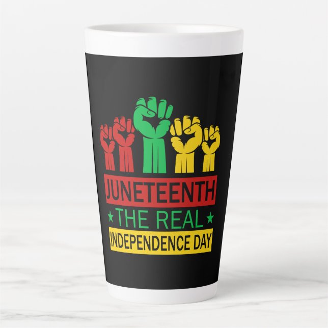 Juneteenth Word Art Pan Africa Colors  Latte Mug (Front)