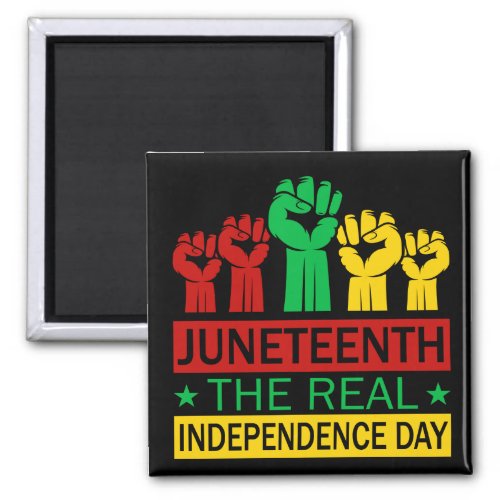 Juneteenth Word Art Pan Africa Colors Square Magnet