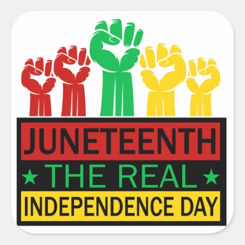 Juneteenth Word Art Pan Africa Colors  Square Sticker