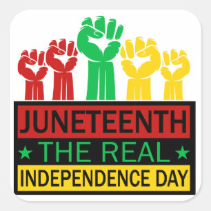 Juneteenth Word Art Pan Africa Colors Square Sticker