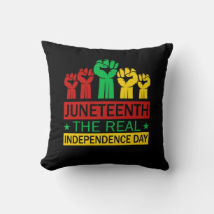 Juneteenth Word Art Pan Africa Colors  Throw Pillow