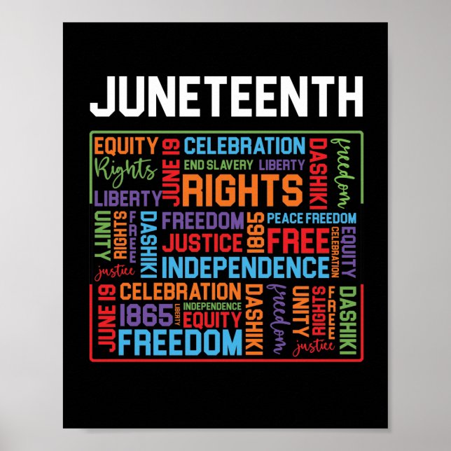 Juneteenth Words Black History American African Poster (Front)