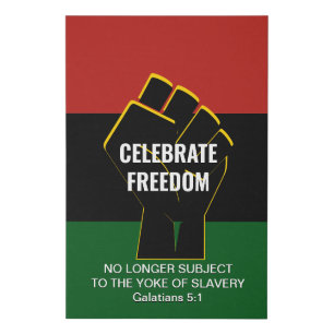 Juneteeth CELEBRATE FREEDOM Customizable Scripture Faux Canvas Print