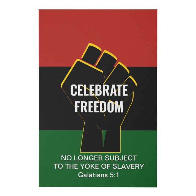 Juneteeth CELEBRATE FREEDOM Customizable Scripture Faux Canvas Print (Front)