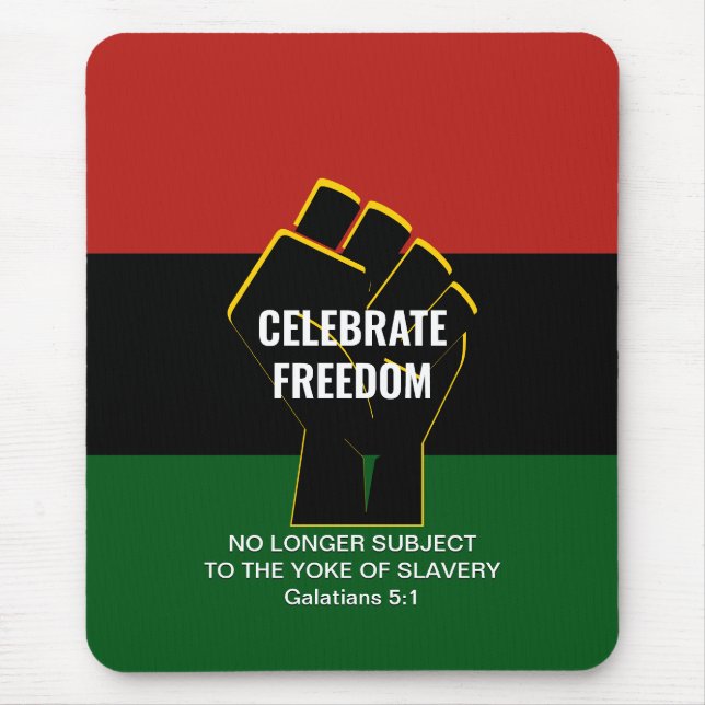 Juneteeth CELEBRATE FREEDOM Customizable Scripture Mouse Pad (Front)