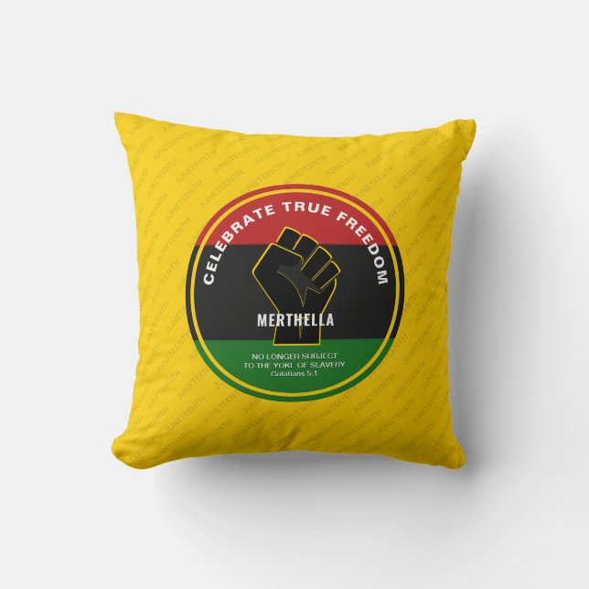 Juneteeth CELEBRATE TRUE FREEDOM Throw Pillow (Front)