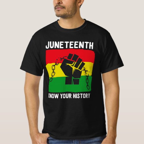 Junetto Know Your History Fist Chain Design T_Shirt