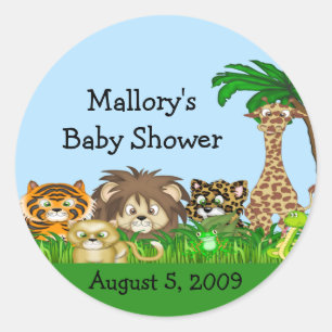 Jungel Baby Shower Classic Round Sticker