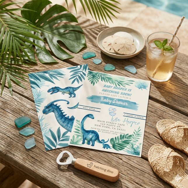jungel Dinosaur Hatching Soon Baby Shower Invitation (Creator Uploaded)