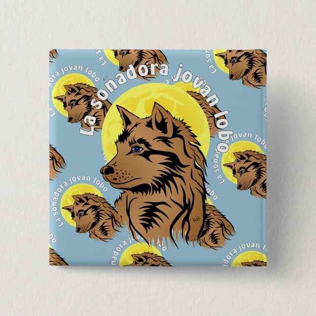 junger träumender Wolf Button (Front)