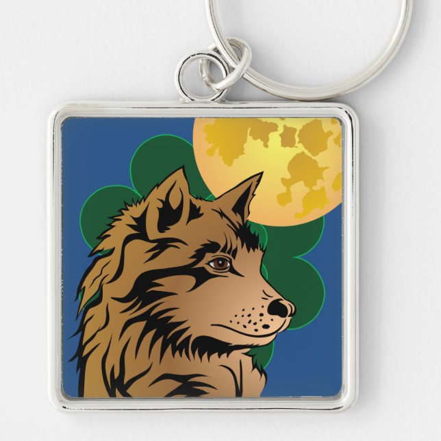 junger träumender Wolf Keychain (Front)