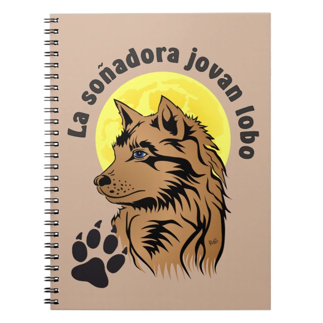 junger träumender Wolf Notizheft Notebook (Front)