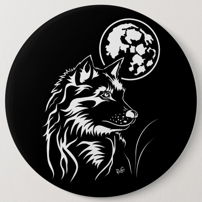 junger träumender Wolf Pinback Button (Front)