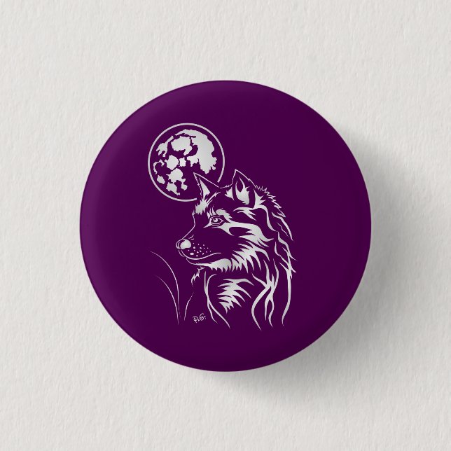 junger träumender Wolf Pinback Button (Front)