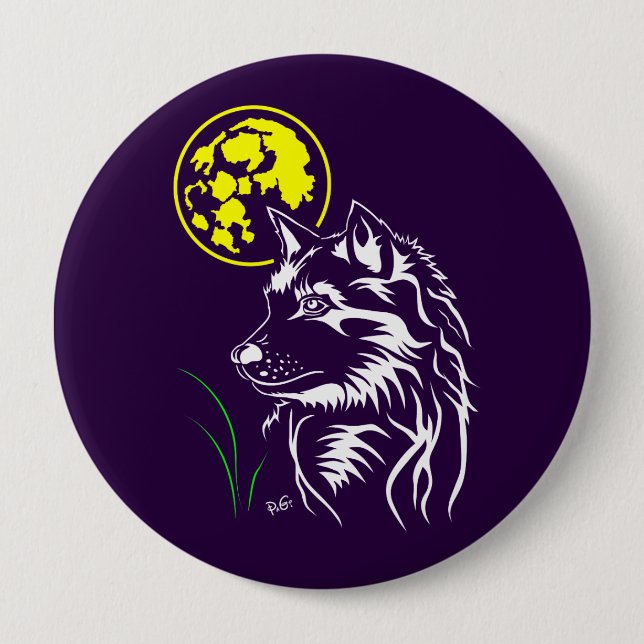 junger träumender Wolf Pinback Button (Front)