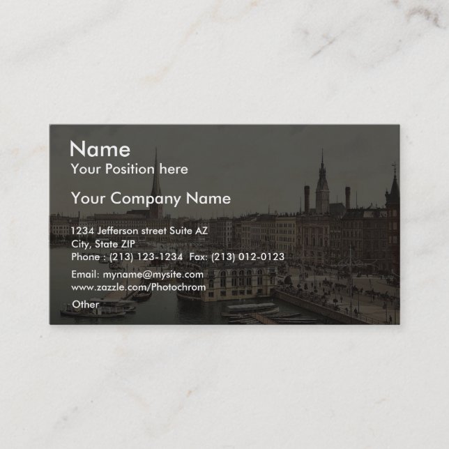 Jungfernsteig from the North, Hamburg, Germany cla Business Card (Front)