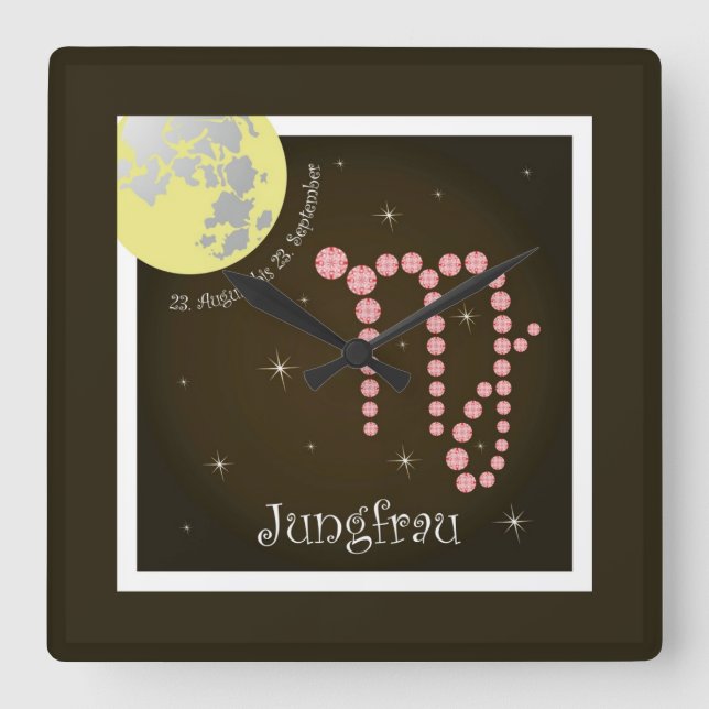 Jungfrau 23. August bis 23. September Uhr Square Wall Clock (Front)