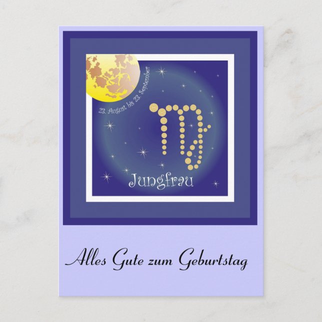 Jungfrau 23 August to 23 September postcard (Front)