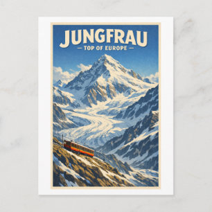 Jungfrau, Switzerland, in a classic retro Postcard