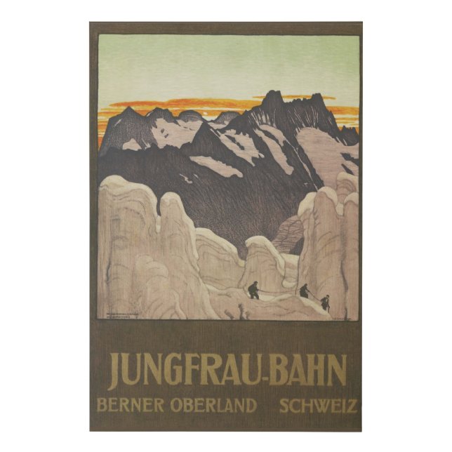 Jungfrau Train Travel Vintage Switzerland Faux Canvas Print (Front)