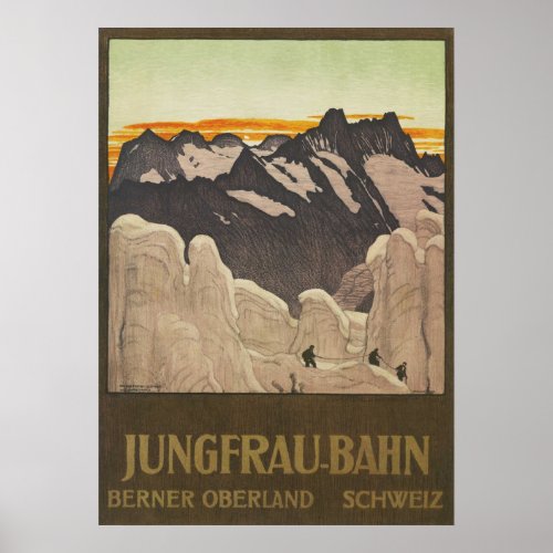 Jungfrau Train Travel Vintage Switzerland Poster