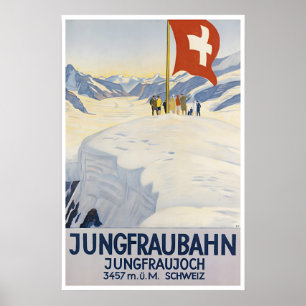 Jungfraujoch Art Swiss Travel Poster Switzerland