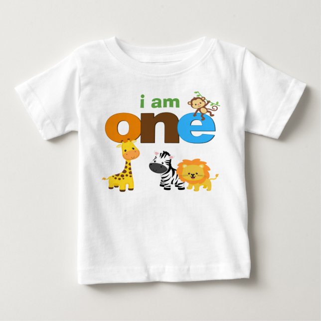 Jungle 1st Birthday Tshirt Toddler Baby Kid (Front)